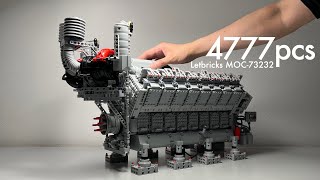 Building a V16 Diesel Engine MOC【ASMR】Scale Model Assembly Sound【No Music / No Talking】4777pcs