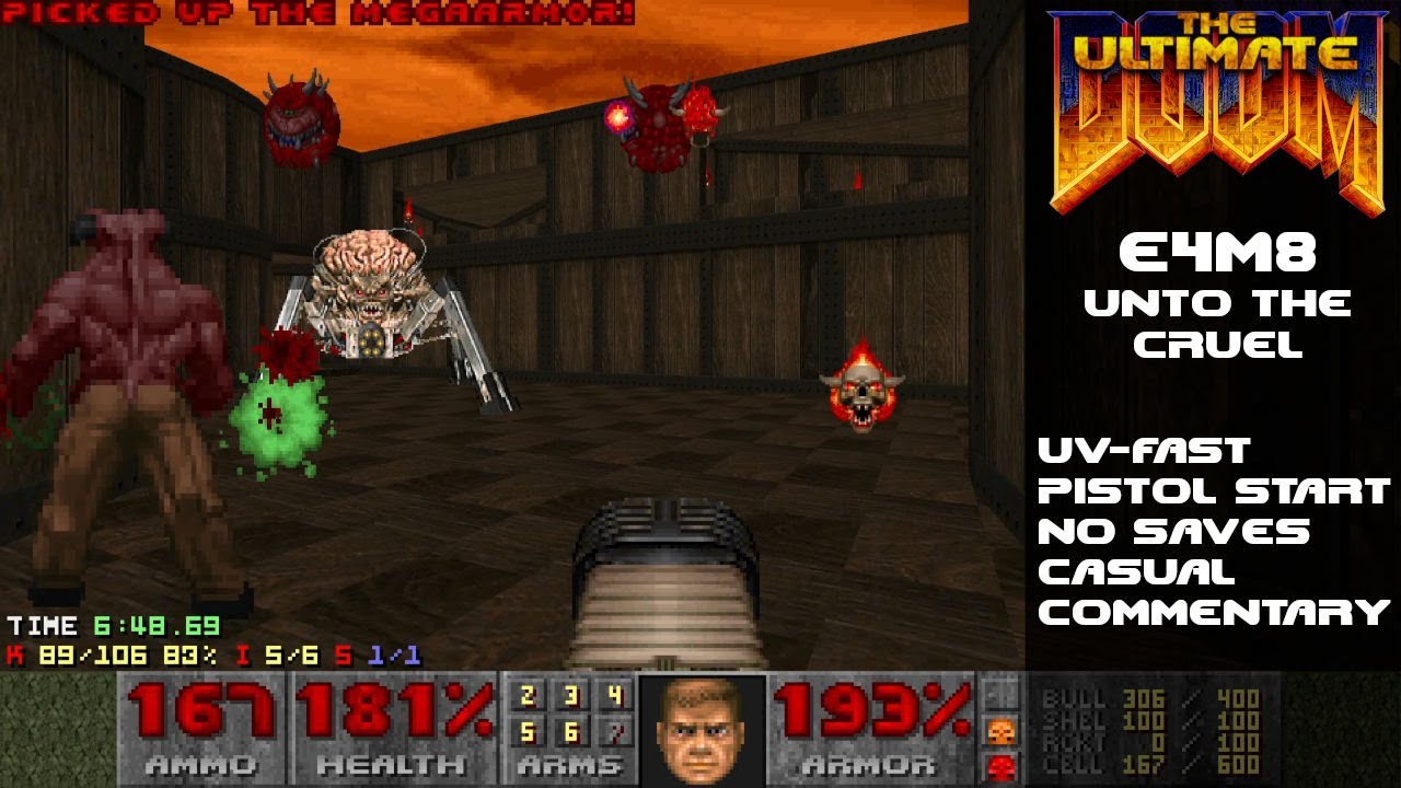 DOOM - E4M8: Unto the Cruel 100% (UV-Fast) w/Commentary