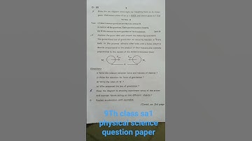 9th class sa1 physical science question paper  #studymotivation