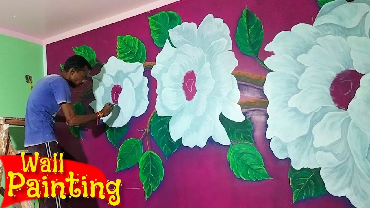 Настенная живопись с изображением деревьев и цветов / Как рисовать цветы поэтапно акварелью