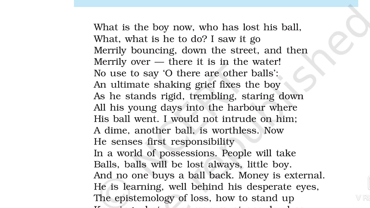 The Ball Poem Explaination Class 10 YouTube The Ball Poem Explaination Class 10 YouTube