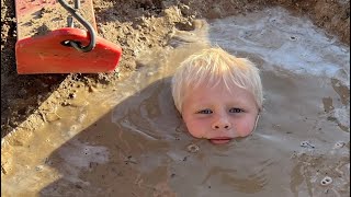 Little Boy&#39;s Hilarious Mud Adventure - Quicksand-Like Fun!