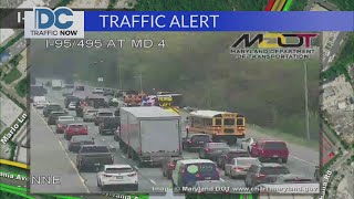 Traffic Alert: Pickup truck overturns during crash on Capital Beltway