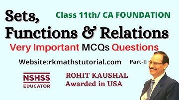 Very Imp MCQs of  Sets, Functions and Relations(Part-II ) CA Foundation | Class 11th |By R.K.Sir