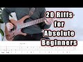 20 guitar riffs for absolute beginners with tabs