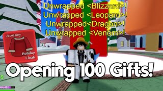Opening 100 Gifts In Blox Fruits Christmas Update!