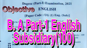 LNMU University Part-1 English Subsidiary (100) Mark Objective Answer Key 2021 || B.A Part -1English