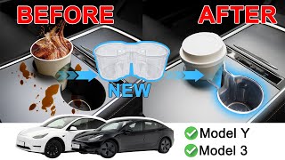 SOULWIT® Cup Holder Insert for Tesla Model 3(2017-2023) and Model Y(2019-2025)