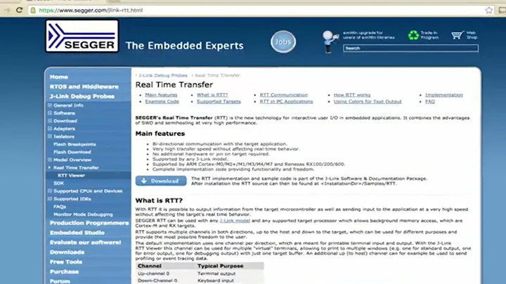RTT - Embedded Studio Debug Terminal and RTT