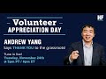 Volunteer Appreciation Hang | Andrew Yang