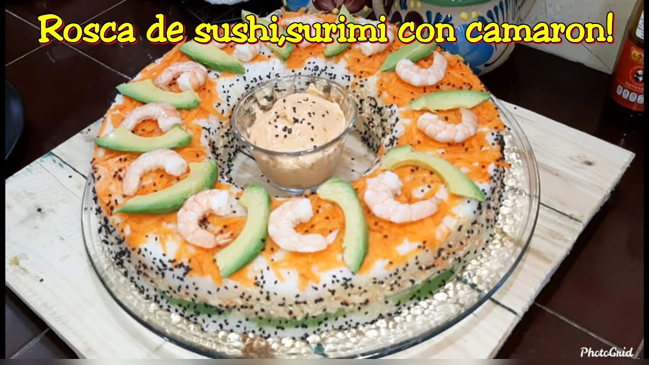 Rosca de sushi,surimi con camaron - YouTube