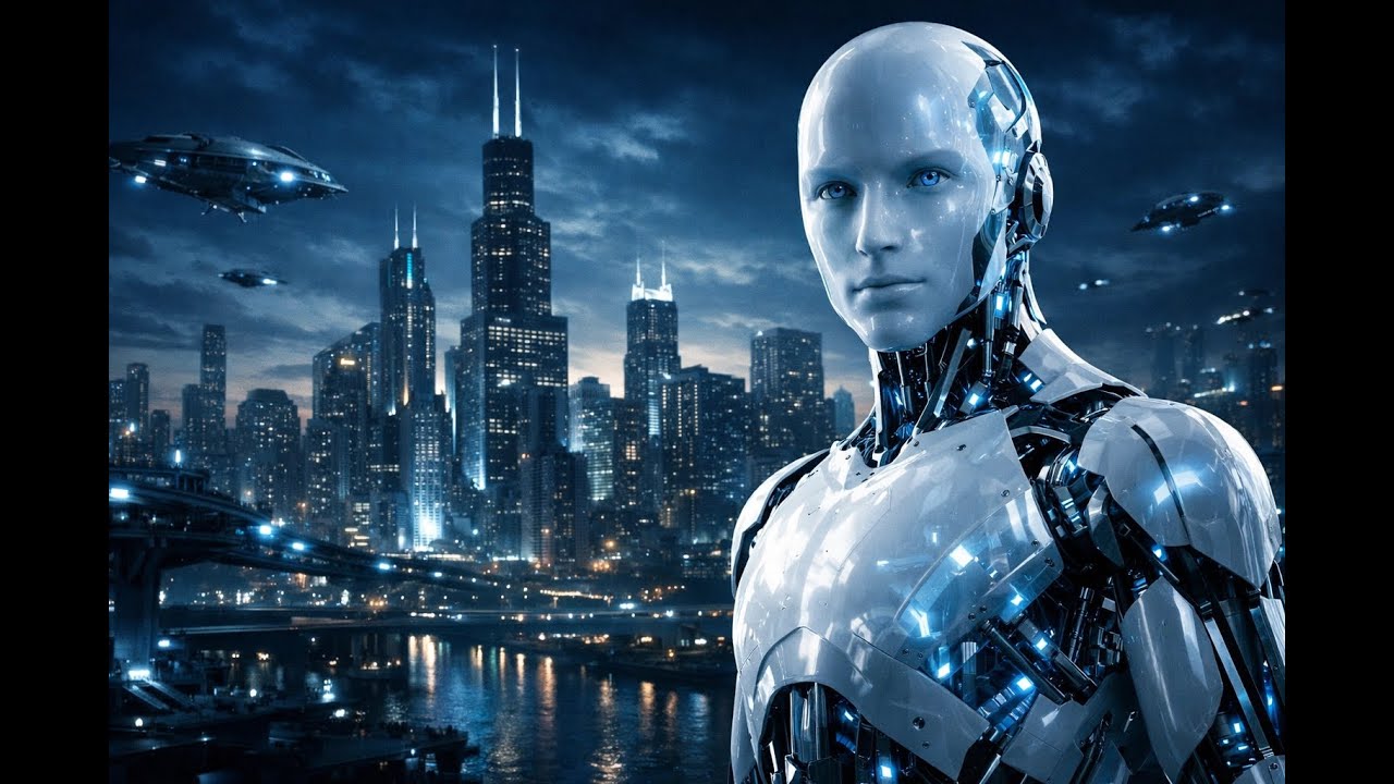 Inteligência artificial controla os robôs para dominar a humanidade e escravizar os humanos.