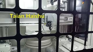 vertical cnc wheel repair lathe working video with automatic detection,optimization,turning