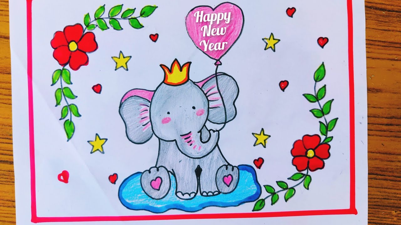 Happy new year card drawing 2023/simple and easy new year drawing ...