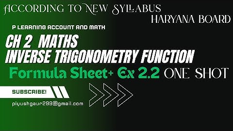 Class 12 Maths Ch 2 Inverse Trigonometry function || formula Sheet ||Ex : 2.2 full In one Shot||