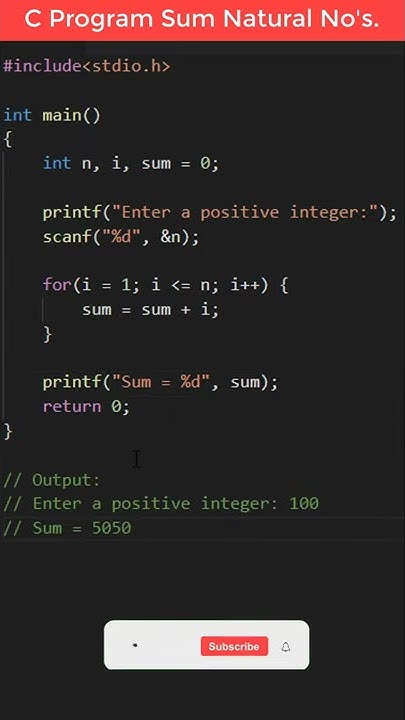 C Program to Find Sum of Natural Numbers #shorts - YouTube