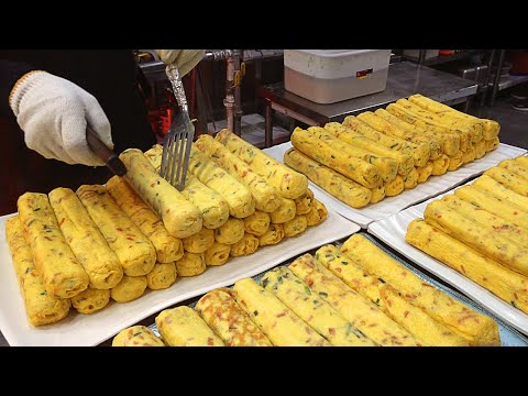 계란몽둥이 김밥 Using 3,000 eggs a day?! Amazing Omelet Egg Roll Kimbap - Korean street food