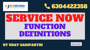 Function Definitions in ServiceNow explained in detail by Uday Gadiparthi .Contact us at 6304422358