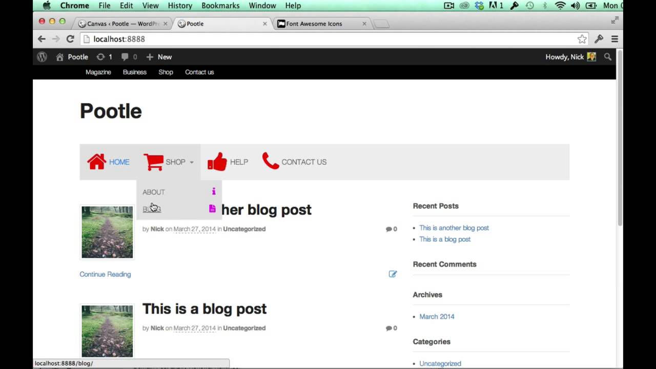 Font Awesome Menus A Canvas Extension For Woothemes Canvas Youtube