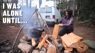 SOMEONE SHOWS UP AT MY CAMPSITE | Lemon muffin on Dutch oven | Van life