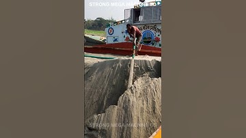 Barge Unloading / Sand is Being Unloaded from Barge with Powerful Pipe Machine’s Part- 358