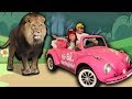 Biankinha e JR andam no carro de brinquedo para piquenique radical! ♥ Barbie car Camping adventure