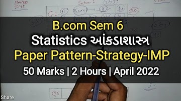STATISTICS | Paper Pattern-Strategy-IMP | B.com Sem 6 | April 2022
