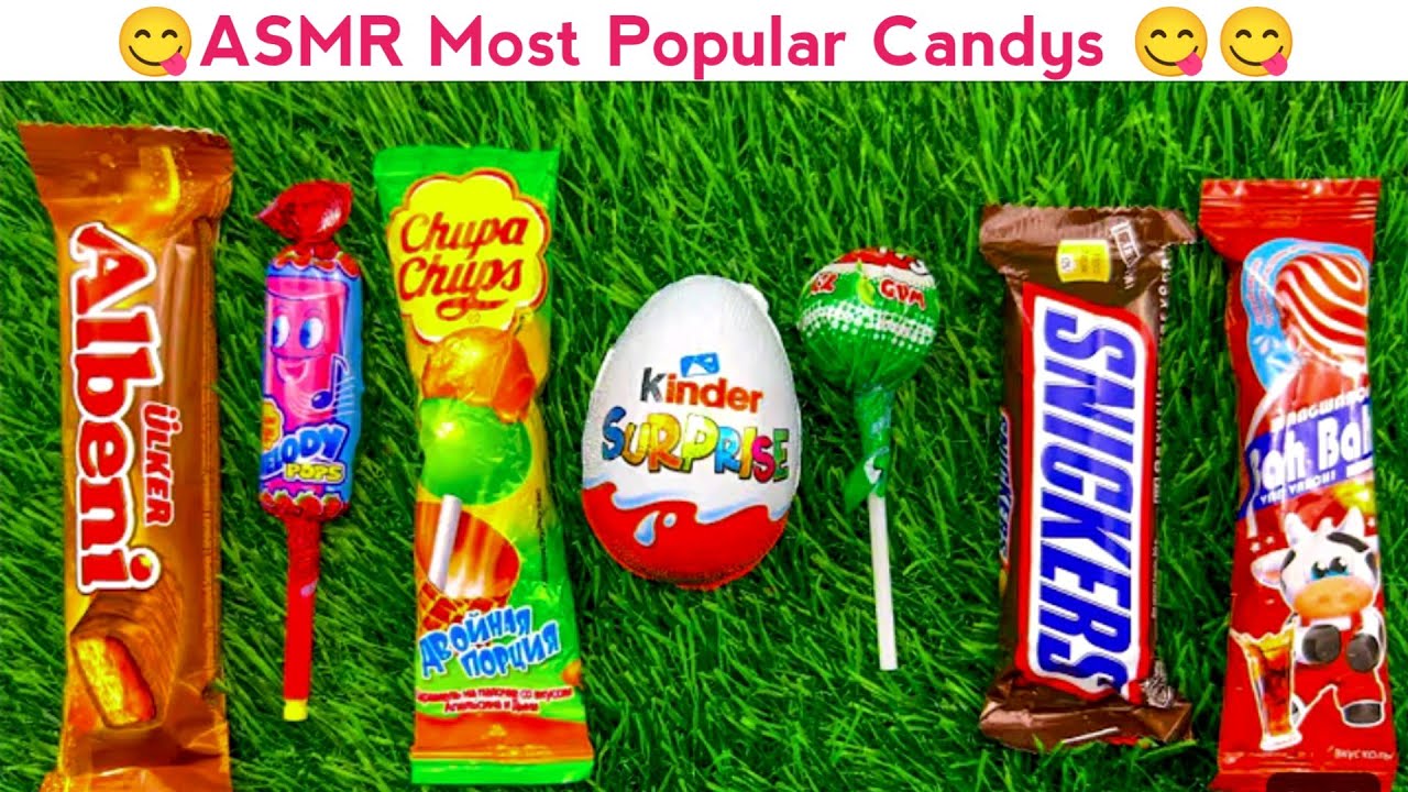 ASMR Most Popular Candys / some lots of colorful rainbow lollipop candy / unpacking chocolate eat