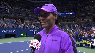 Watch rafael nadal's post match interview following his victory over
diego schwartzman in the 2019 us open quarterfinal.