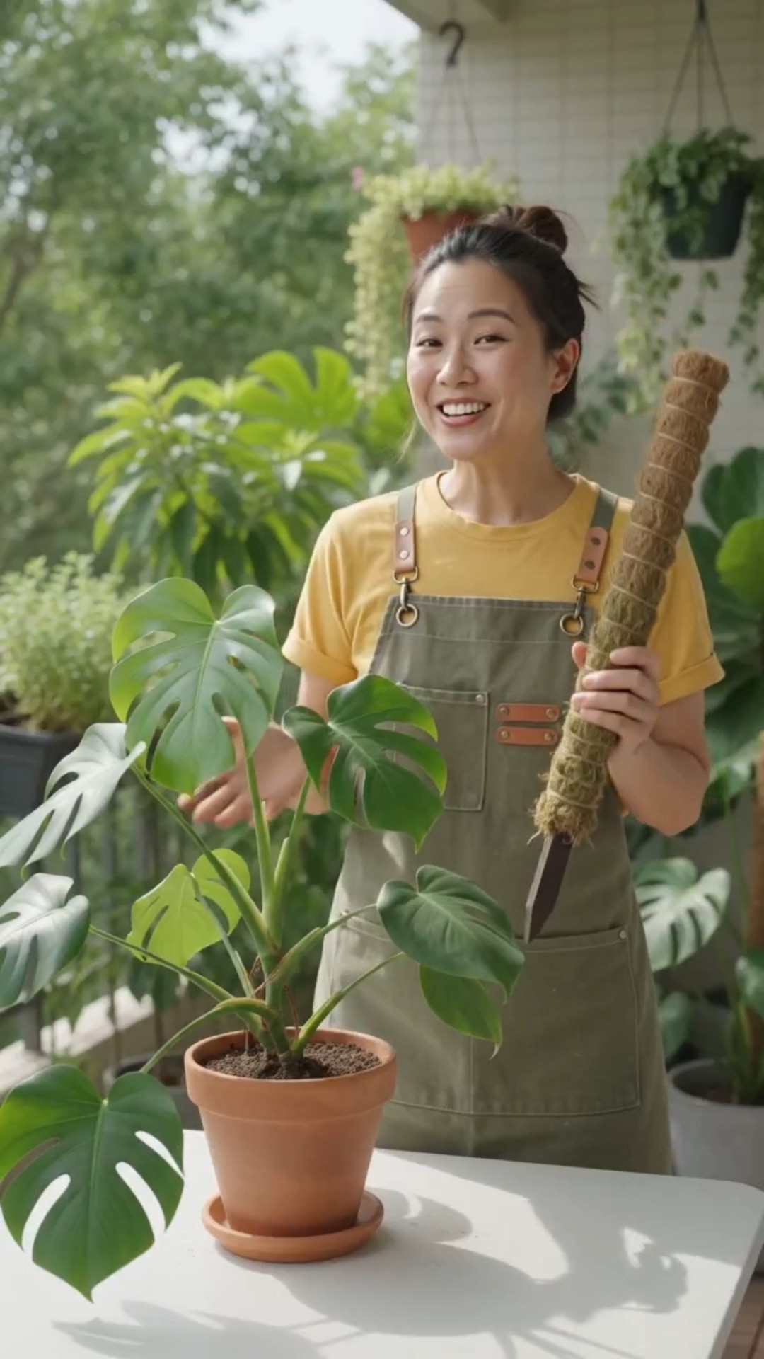 How do I use a moss pole to support my plant? - YouTube