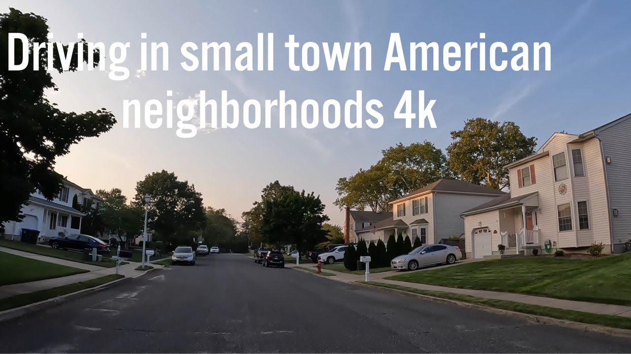 Sunset drive in small town American neighborhoods - Belmar, New Jersey 🇺🇸 (4k)