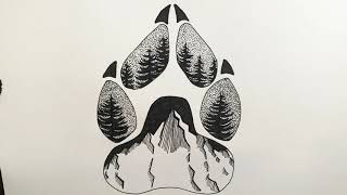 Wolf Paw and Nature Design | Easy Drawing or Tattoo Idea Wolf Paw and Nature Design | Easy Drawing or Tattoo Idea