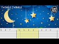 Twinkle twinkle little star guitar playalong tab beginner child freindly all on one string