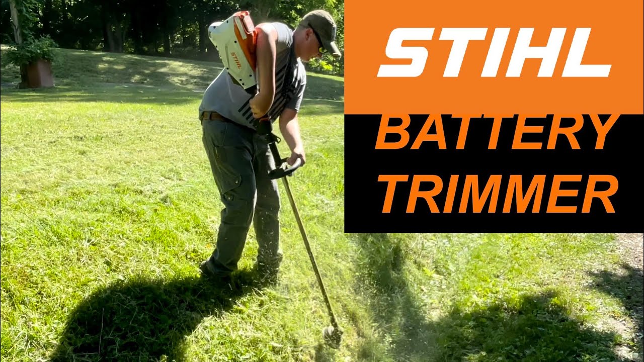Trimming ditch with STIHL FSA 135R BATTERY TRIMMER. YouTube
