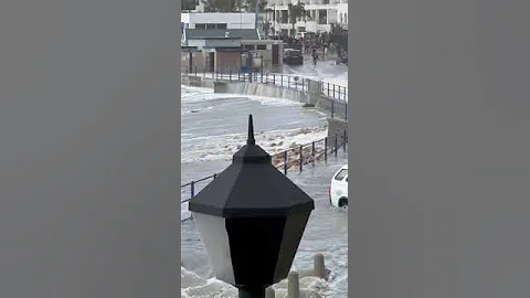 Crazy WAVES wash up to ROAD!!! PT.3