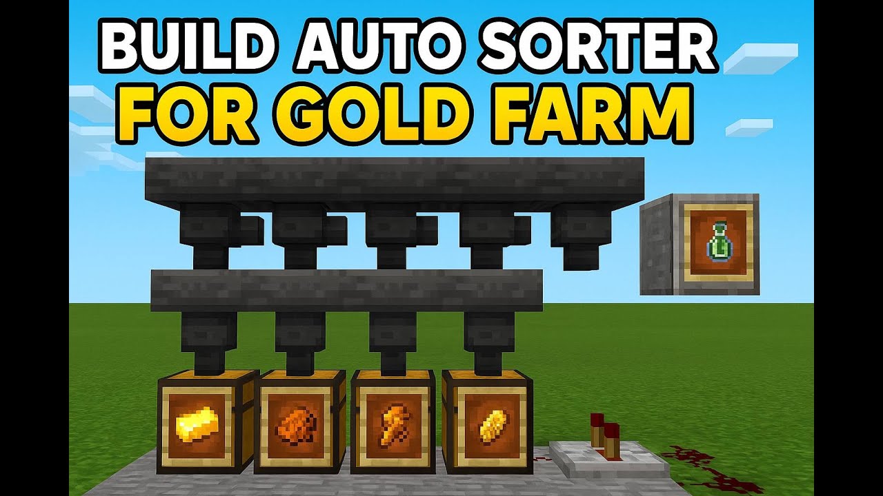 Build Auto Sorter for Gold Farm in Minecraft | Easy Gold xp