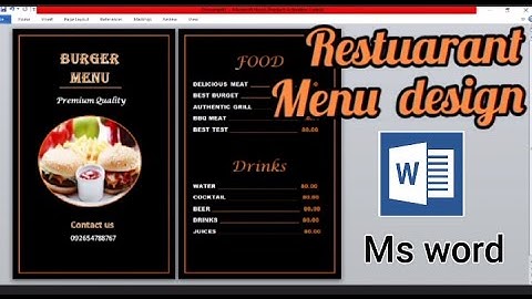 Restaurant  menu design| food menu design| Restaurant menu  design in ms word