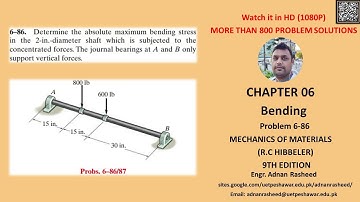 Determine the absolute maximum bending stress | Problem 6-86 | Mechanics of materials rc Hibbeler