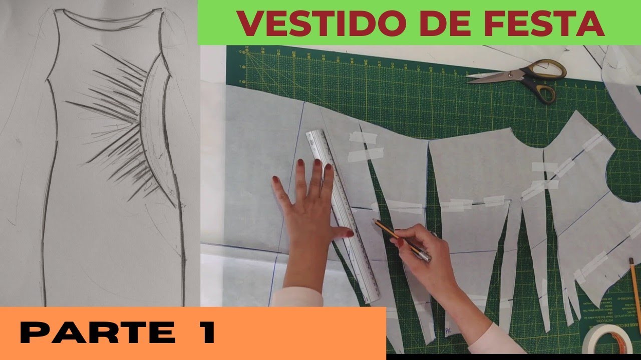 MODELAGEM VESTIDO FESTA COM DRAPEADO OU FRANZIDO (Tecido ou malha)