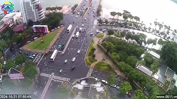 Clip tua nhanh nút giao thông Tây Cầu Rồng sáng 21/10/2024 ngày mưa