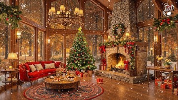 Peaceful Christmas Ambience🎄Relaxing Christmas Music With Crackling Fireplace for Sleep, Study