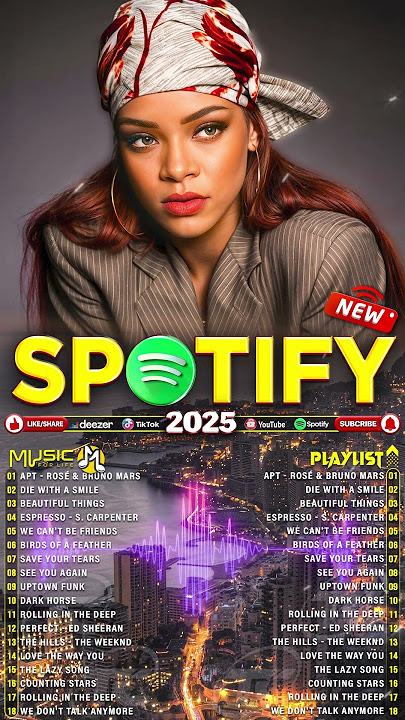 Bruno Mars, Ed Sheeran, The Weeknd, Dua Lipa, Adele, Maroon 5, Rihanna - Best Pop music 2025