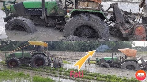 Dutz Fahr Stuck In Deep Mud |Helped by another deutz Fahr | Must watch
