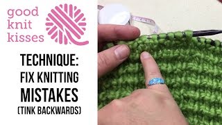 Fix a Knitting Mistake | Tink Backwards - Undo your knitting (CC)