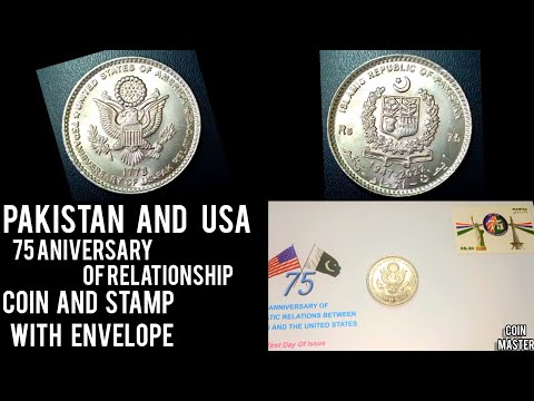 Coin And Stamp With First Day Issue Envelope Of 75th Anniversary Of Pakistan ??and USA??relationship