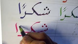 Pilot Parallel writing thank you in Arabic (shukran) color blending effect