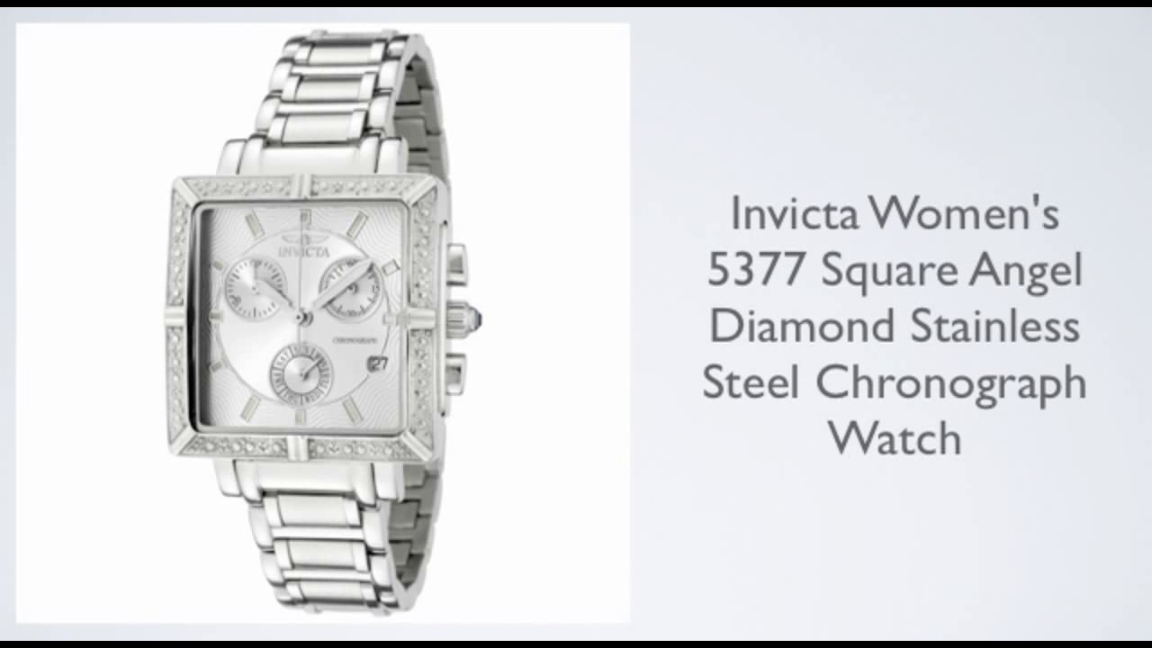 Invicta Women's 5377 Square Angel Diamond Stainless Steel Chronograph ...
