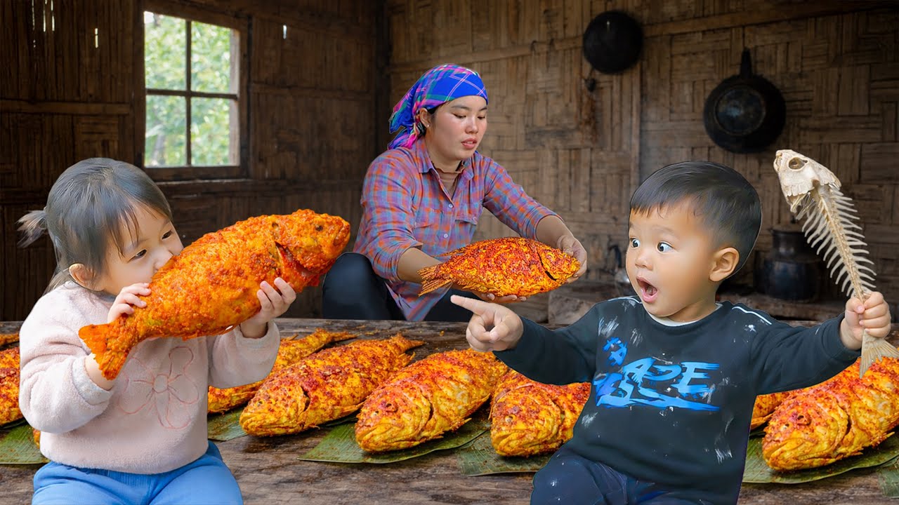 Cooking Turmeric-Battered Fried Fish Together- Fishing Results of Chuc Duong Family | Village Life