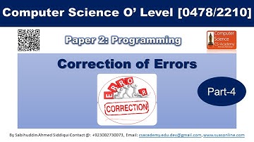 Correction of Errors Part 4. By Sabihuddin Ahmed