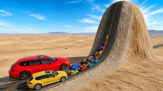 🛣️ BIG & SMALL CARS vs MONSTER BULGE ON ROAD #1 🚗💥 | BeamNG.drive | Impala BeamNG